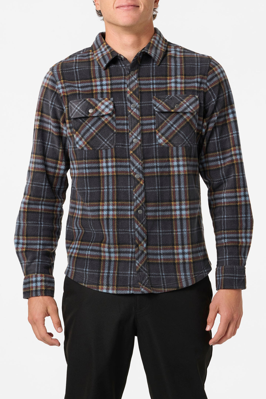 O`Neill Glacier Plaid Superfleece Standard Fit Long Sleeve Shirt - Phantom