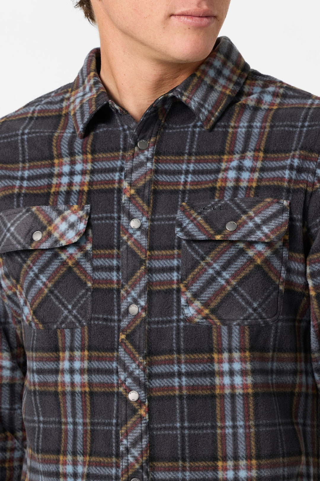 O`Neill Glacier Plaid Superfleece Standard Fit Long Sleeve Shirt - Phantom