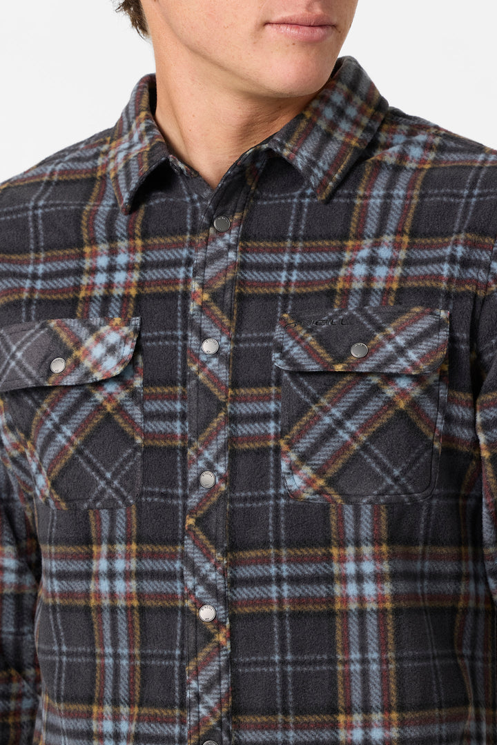 O`Neill Glacier Plaid Superfleece Standard Fit Long Sleeve Shirt - Phantom