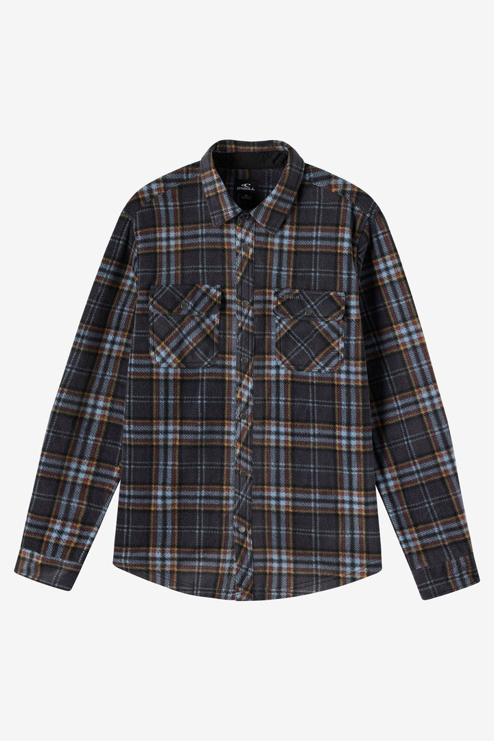 O`Neill Glacier Plaid Superfleece Standard Fit Long Sleeve Shirt - Phantom