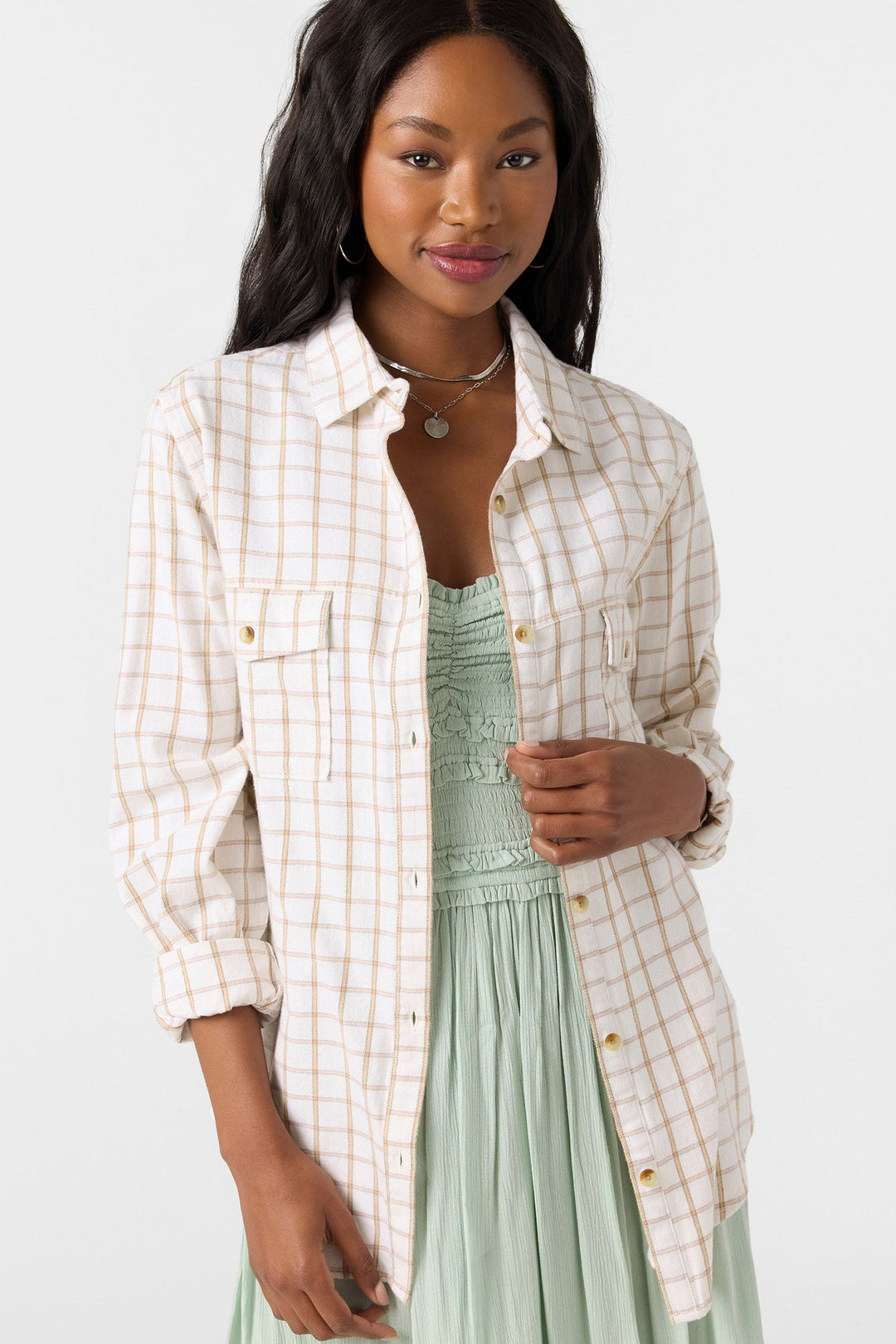 O`Neill Brooks Flannel Long Sleeve Top - Winter White - Sun Diego Boardshop