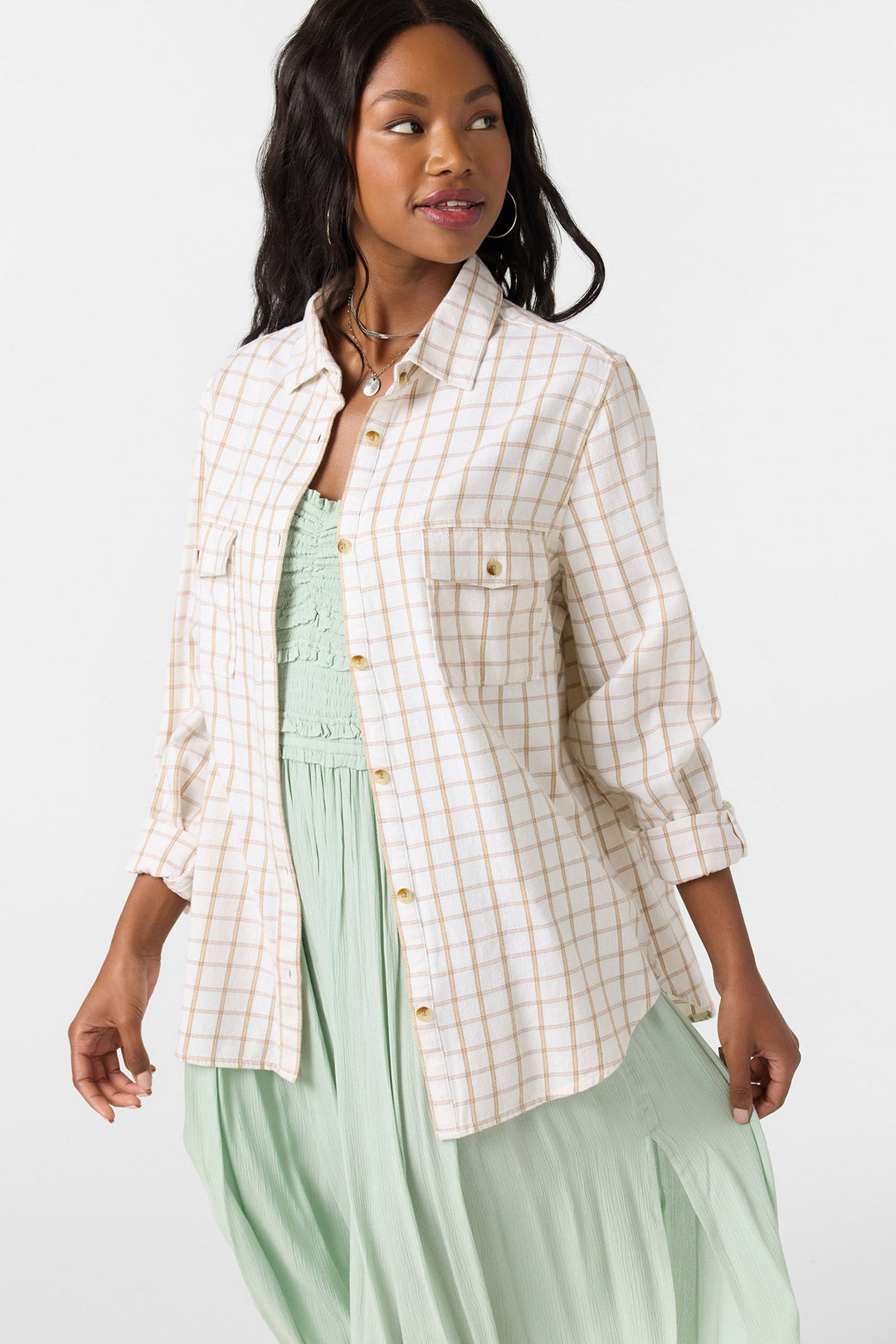 O`Neill Brooks Flannel Long Sleeve Top - Winter White - Sun Diego Boardshop