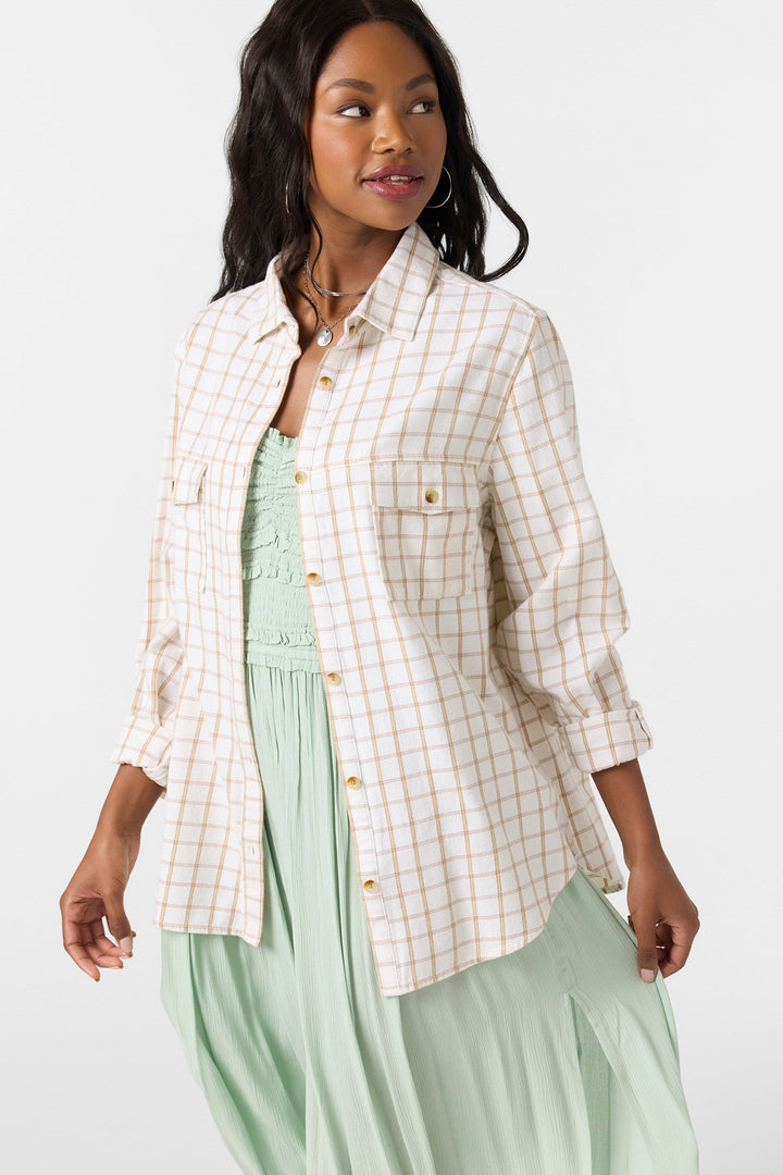 O`Neill Brooks Flannel Long Sleeve Top - Winter White - Sun Diego Boardshop
