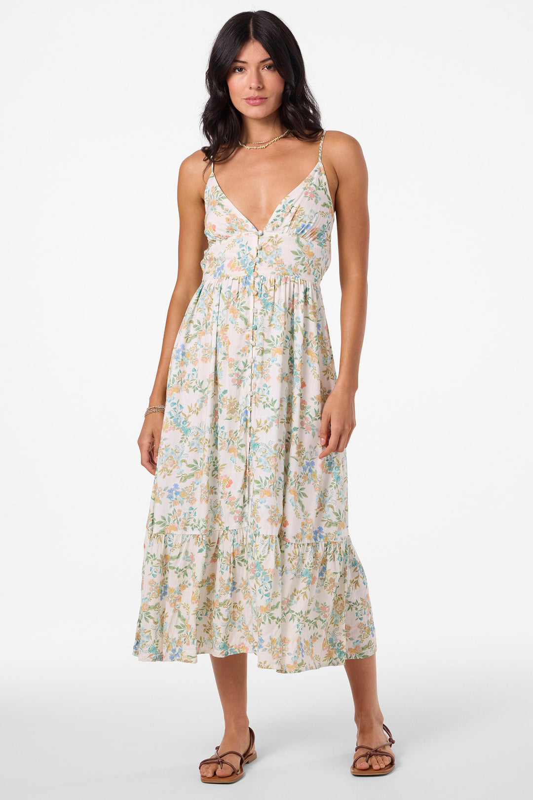 O`Neill Pilar Nayomi Floral Midi Dress - Winter White - Sun Diego Boardshop