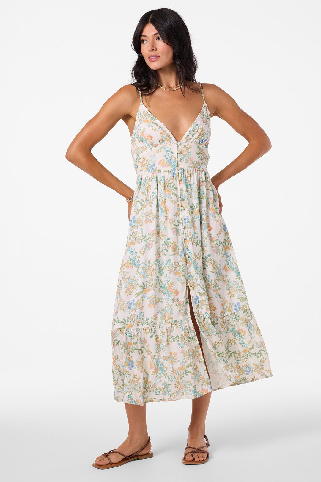 O`Neill Pilar Nayomi Floral Midi Dress - Winter White - Sun Diego Boardshop
