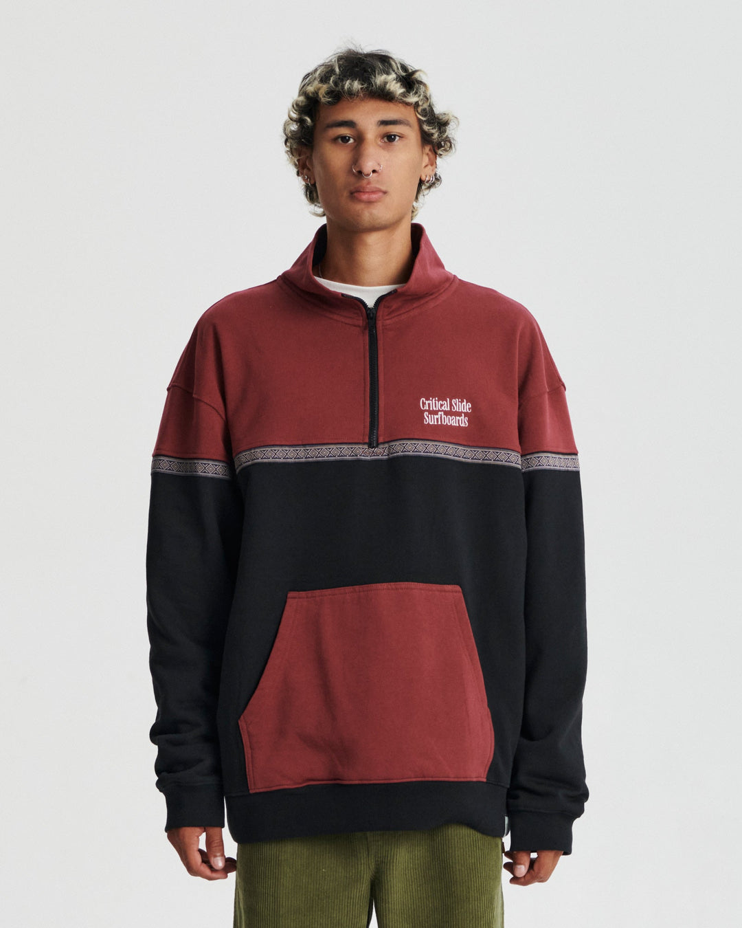 Critical Slide Offset Rib Zip Crew - RUBY - Sun Diego Boardshop