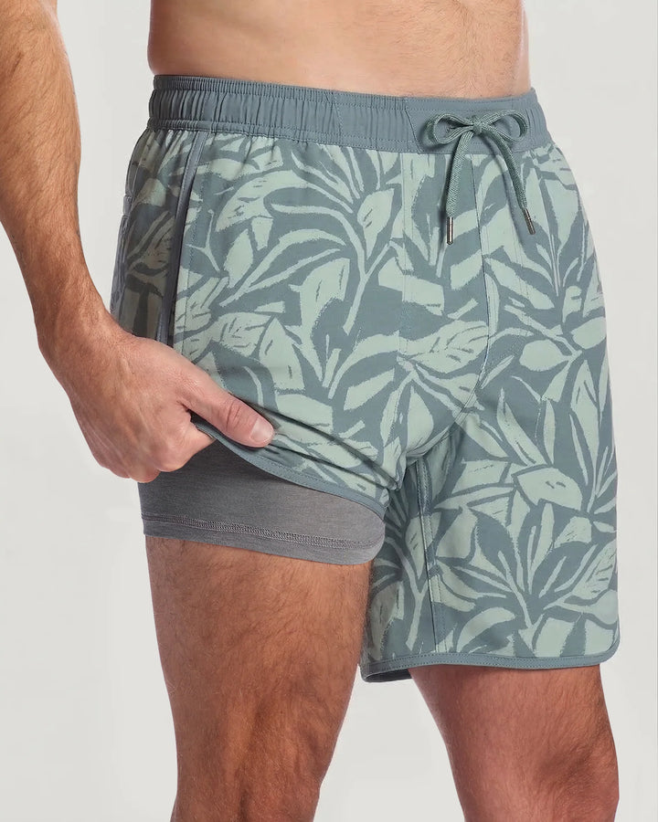 Free Fly Men's Lined Downshore Trunk - Canopy Print Stormy Sea - Sun Diego Boardshop