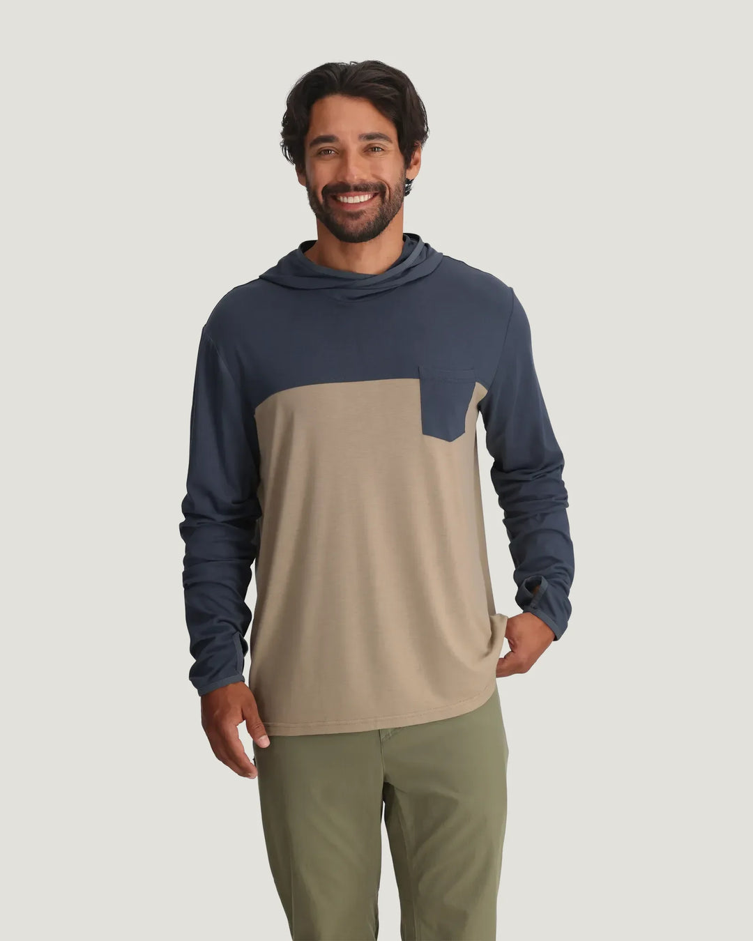 Free Fly Men's Bamboo Hybrid Hoodie - Storm Cloud/Desert Tan - Sun Diego Boardshop