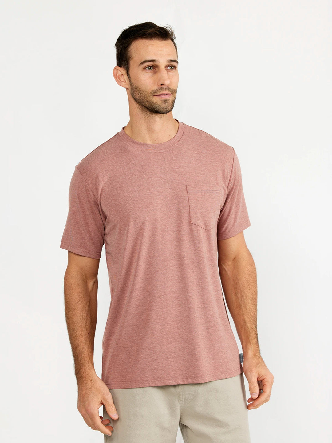 Free Fly Men's Bamboo Flex Pocket Tee - HEATHER BRICK - Sun Diego Boardshop