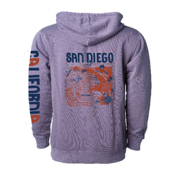 SunDiego Map Hoodie - Pigment Plum/Navy/Rust - Sun Diego Boardshop