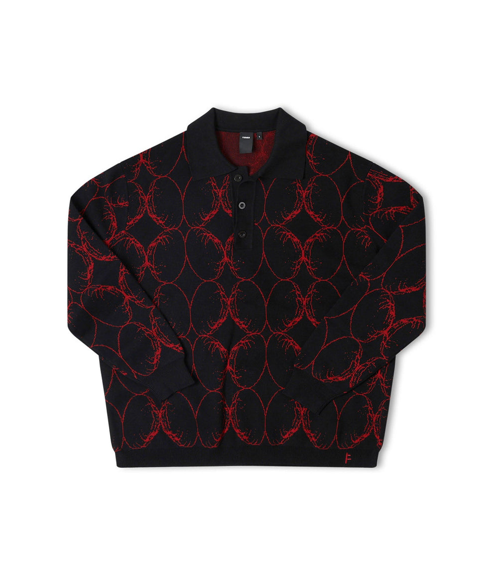 FORMER COIL KNIT LS POLO - BLACK BLOOD - Sun Diego Boardshop