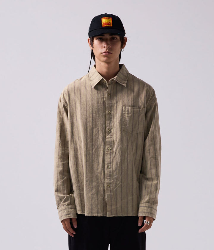 FORMER Reynolds Striped LS Shirt - MOSS - Sun Diego Boardshop