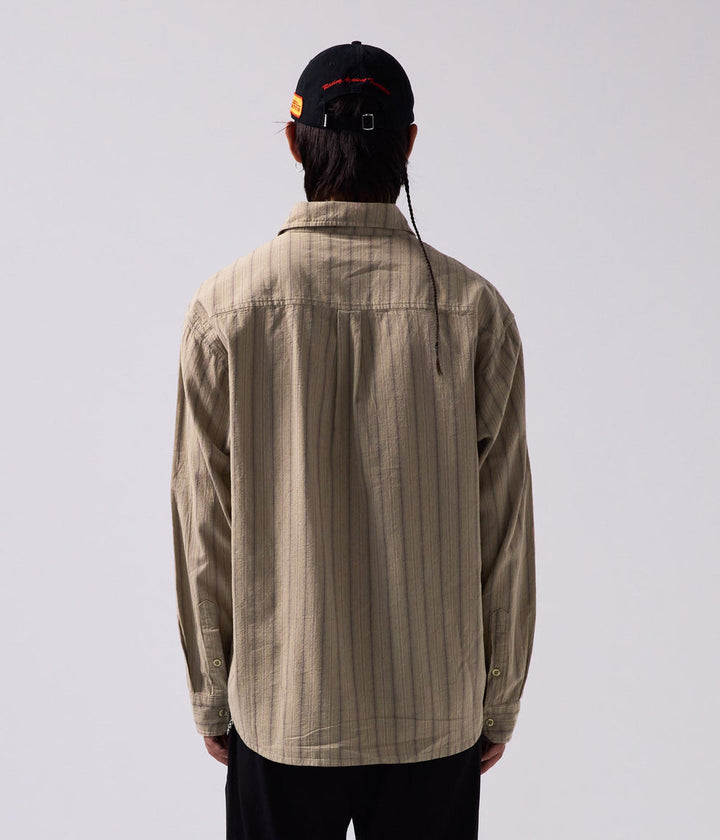 FORMER Reynolds Striped LS Shirt - MOSS - Sun Diego Boardshop