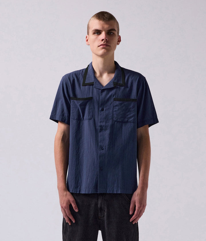 FORMER Pinstripe Marilyn SS Shirt - NAVY - Sun Diego Boardshop