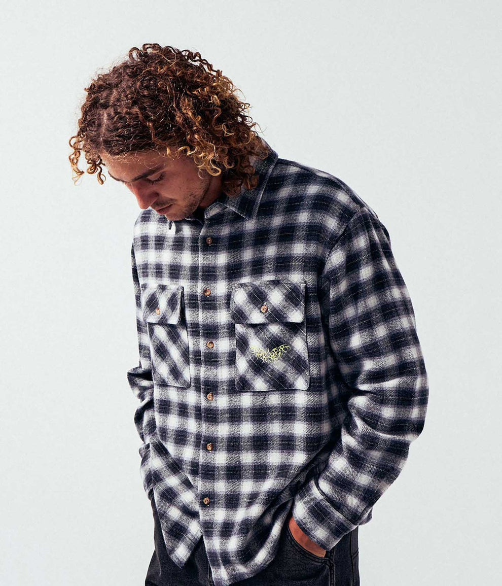 FORMER Manners Plaid LS Shirt - BLACK - Sun Diego Boardshop