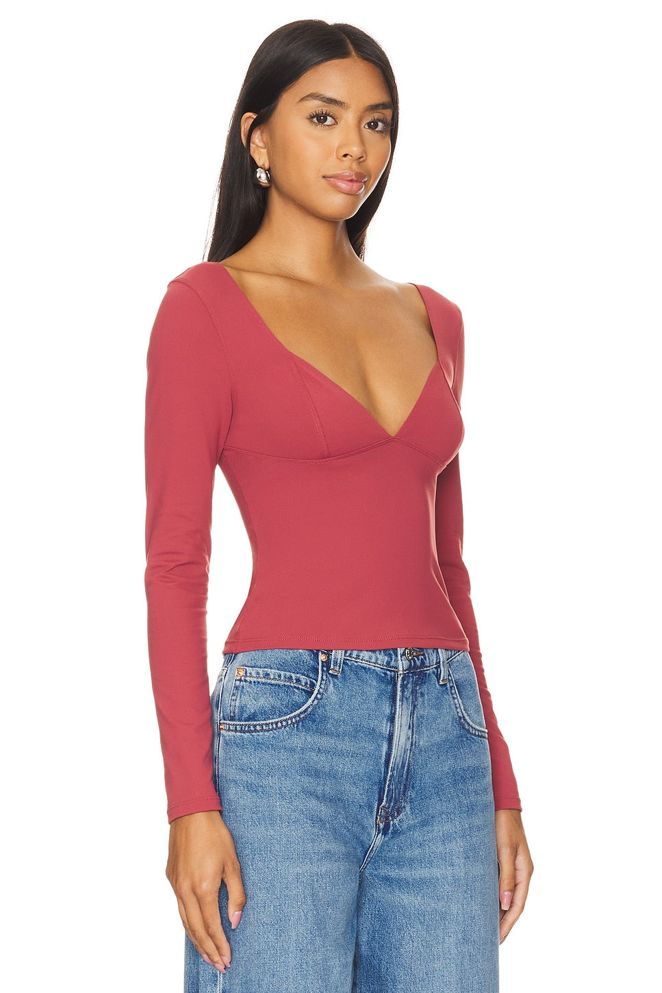 Free People Duo Corset Long Sleeve Knit - EARTH RED - Sun Diego Boardshop