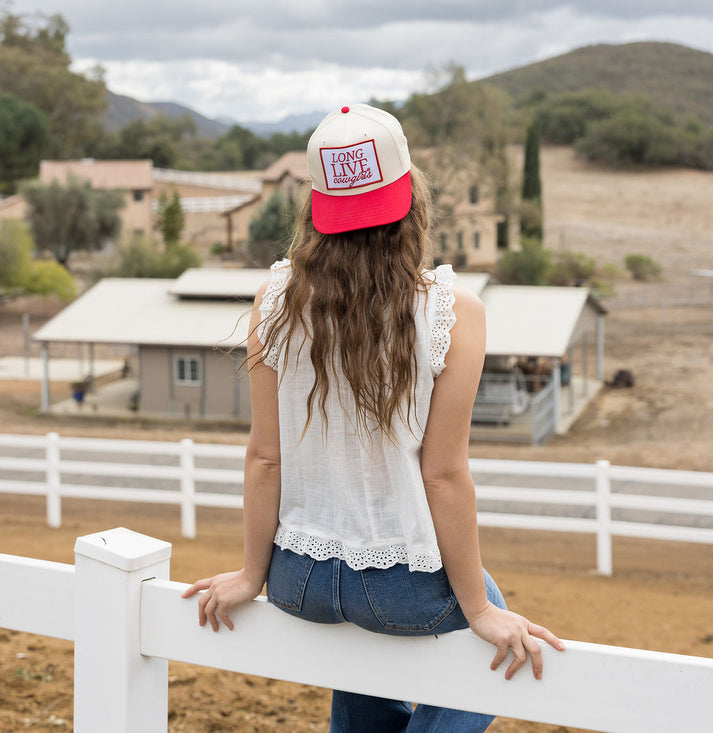 That Friday Feeling Long Live Cowgirls Canvas Trucker Hat - Red Split - Sun Diego Boardshop