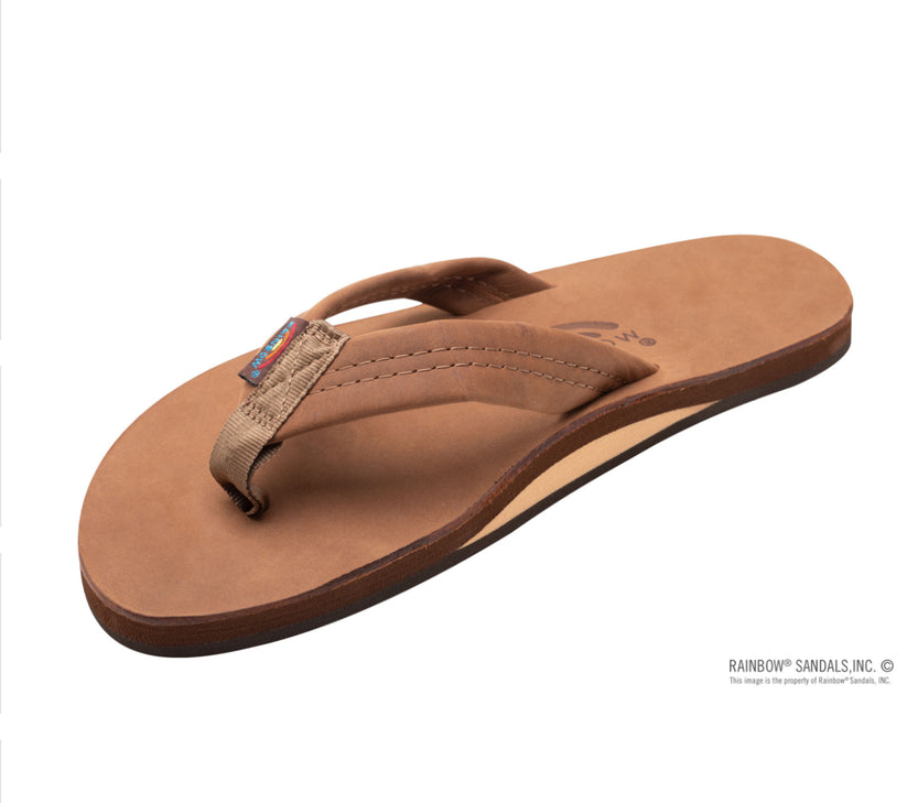 RAINBOW SANDALS Men's Single Layer Premier Leather with Arch Support 1" Strap - REDWOOD - Sun Diego Boardshop