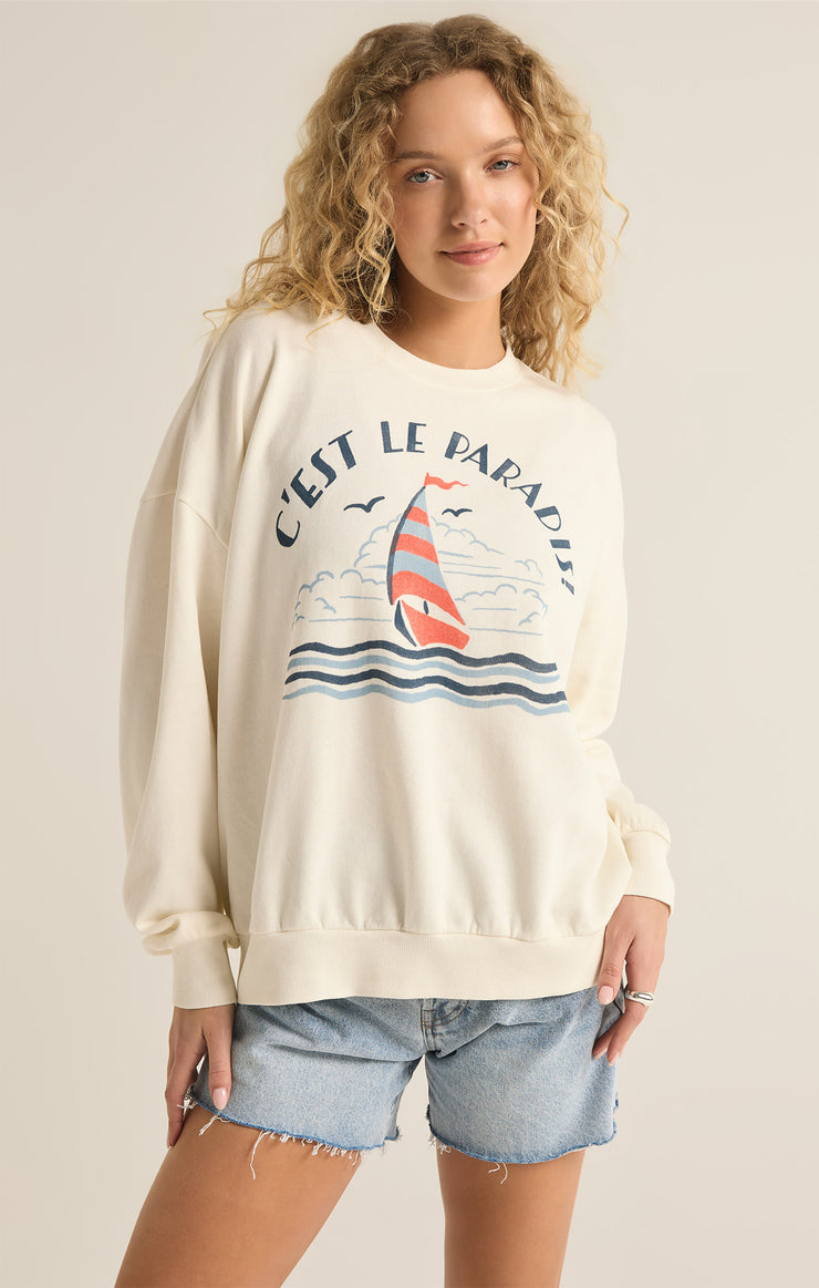 Z-Supply LE PARADIS SUNDAY SWEATSHIRT - SEA SALT - Sun Diego Boardshop