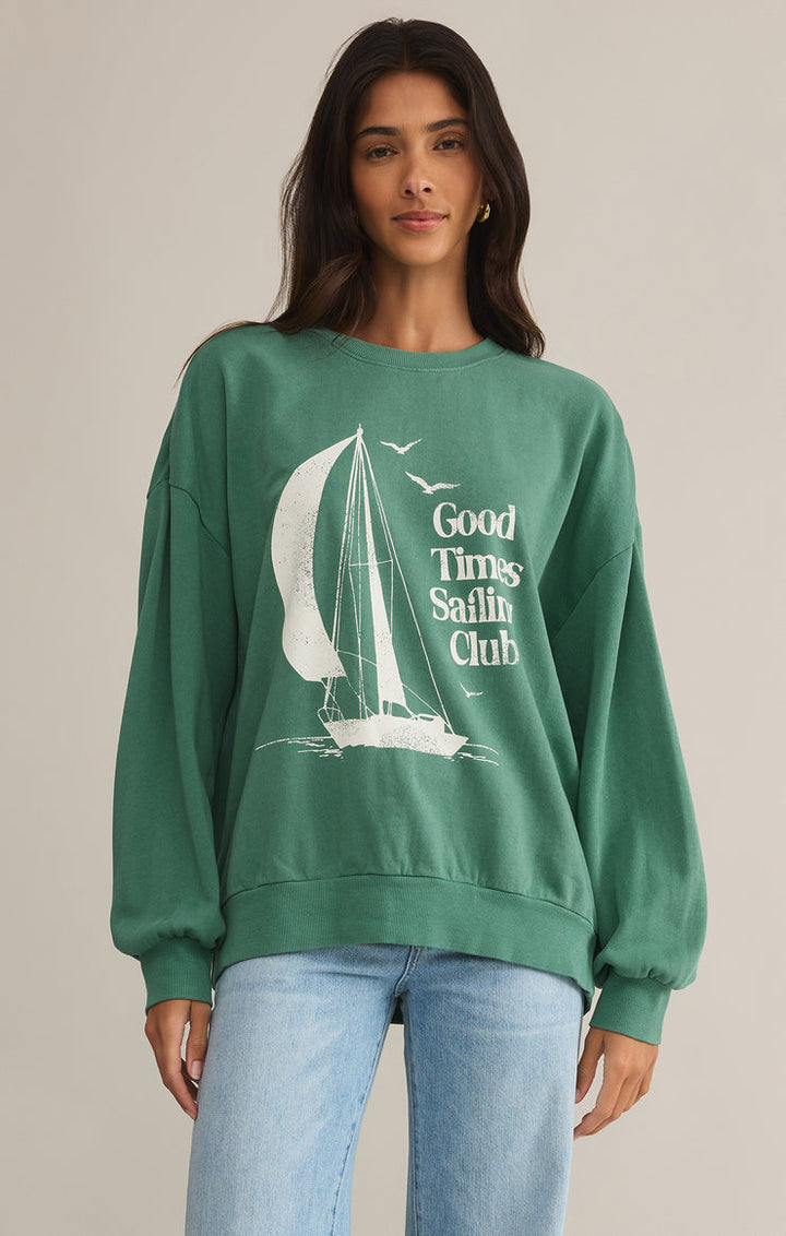 Z-Supply Sail Away Sunday Sweatshirt - BOTANICAL GREEN - Sun Diego Boardshop