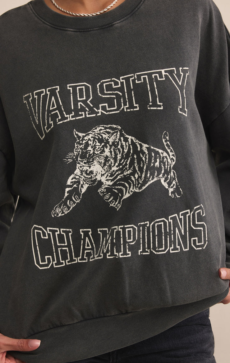 Z-Supply Varsity Sunday Sweatshirt - Black Sand - Sun Diego Boardshop