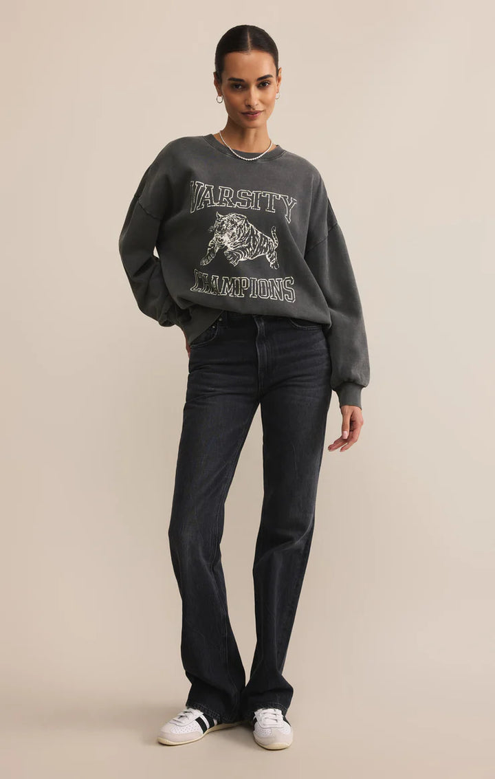 Z-Supply Varsity Sunday Sweatshirt - Black Sand - Sun Diego Boardshop
