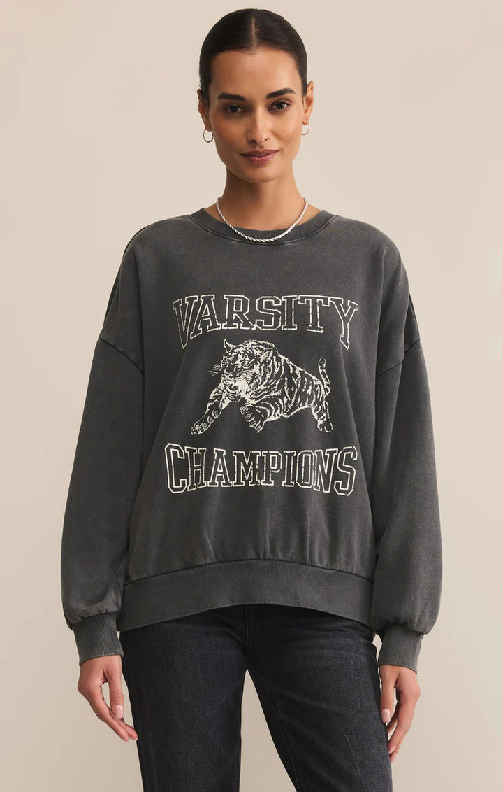 Z-Supply Varsity Sunday Sweatshirt - Black Sand - Sun Diego Boardshop