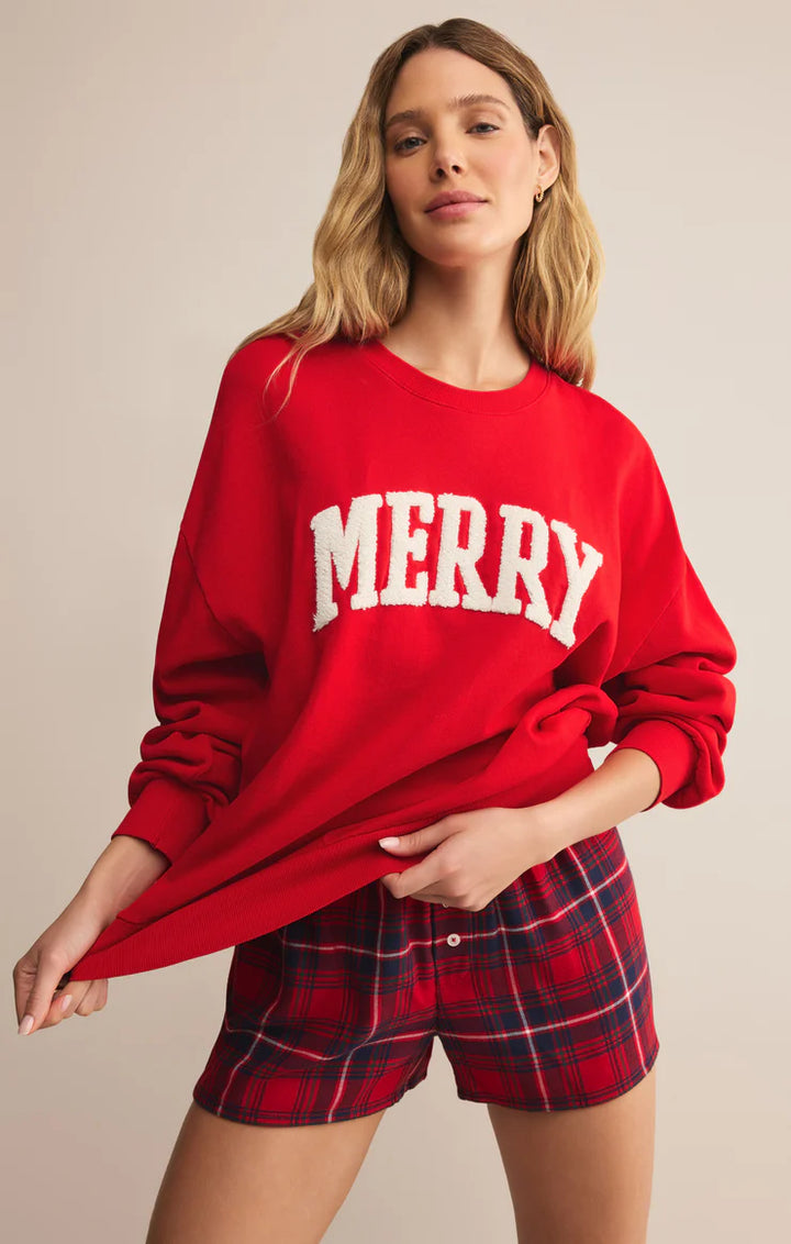 Z-Supply Very Merry Sunday Sweatshirt - Festive Red