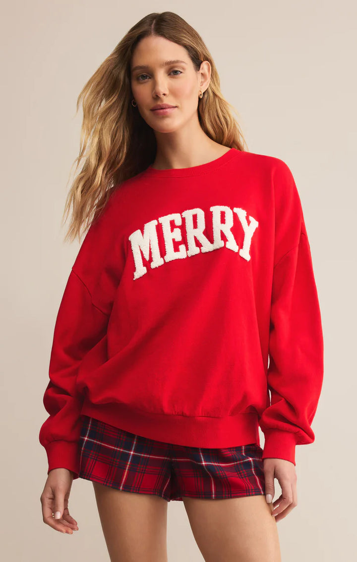 Z-Supply Very Merry Sunday Sweatshirt - Festive Red