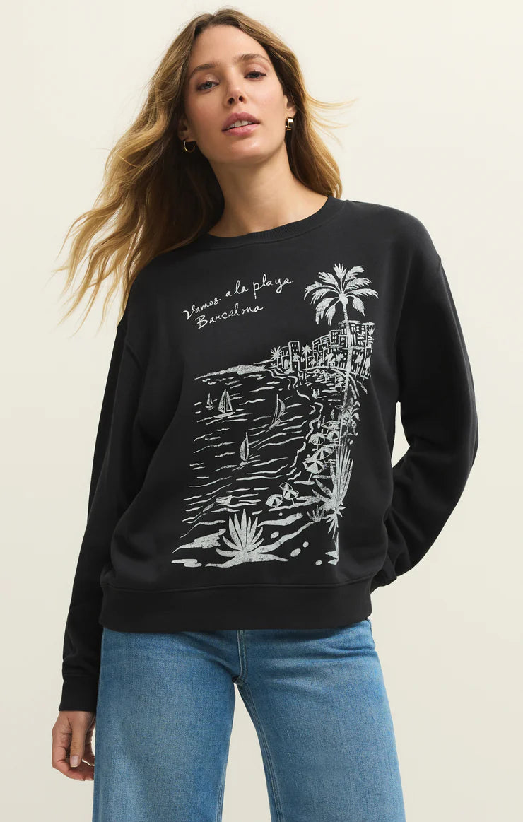 Z-Supply La Playa Boyfriend Sweatshirt - Black Sand - Sun Diego Boardshop
