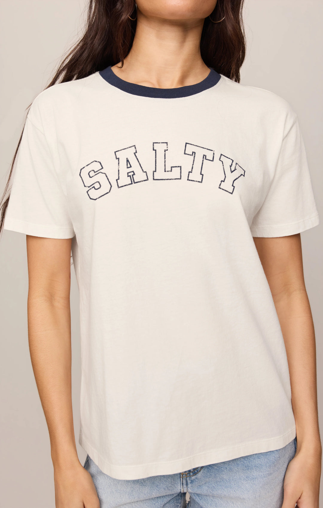 Z-Supply Women's Salty Ringer Boyfriend Tee - Sea Salt