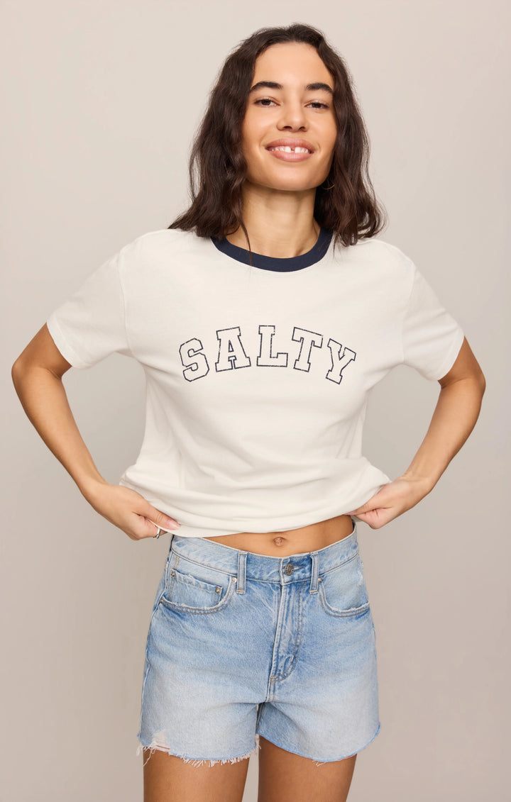 Z-Supply Women's Salty Ringer Boyfriend Tee - Sea Salt
