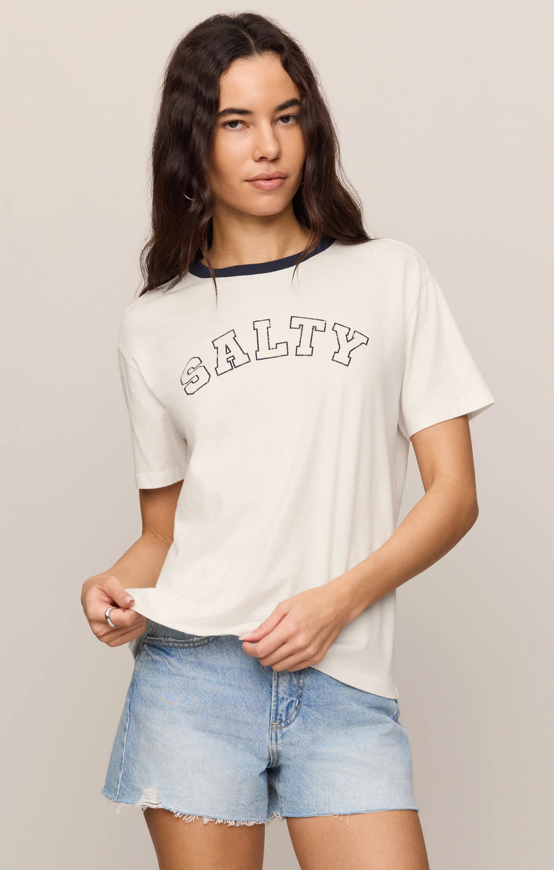 Z-Supply Women's Salty Ringer Boyfriend Tee - Sea Salt
