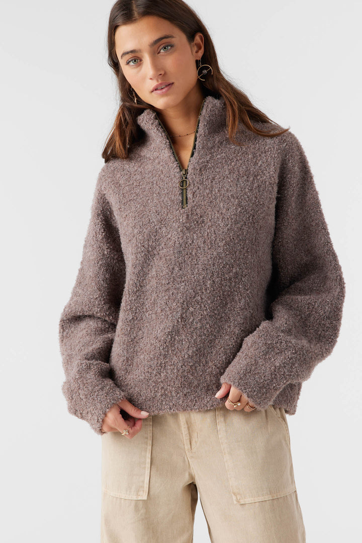 O'Neill GEORGIANA MOCKNECK HALF-ZIP SWEATER - DEEP TAUPE - Sun Diego Boardshop