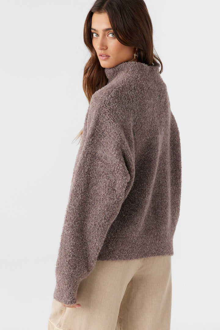 O'Neill GEORGIANA MOCKNECK HALF-ZIP SWEATER - DEEP TAUPE