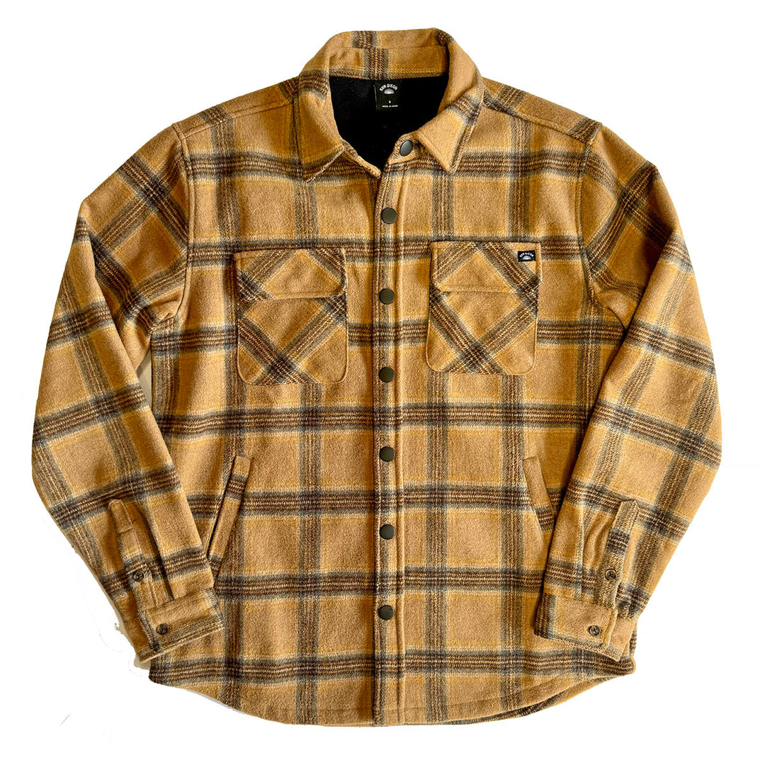 SunDiego Forte Polar Fleece Flannel Overshirt - Brown