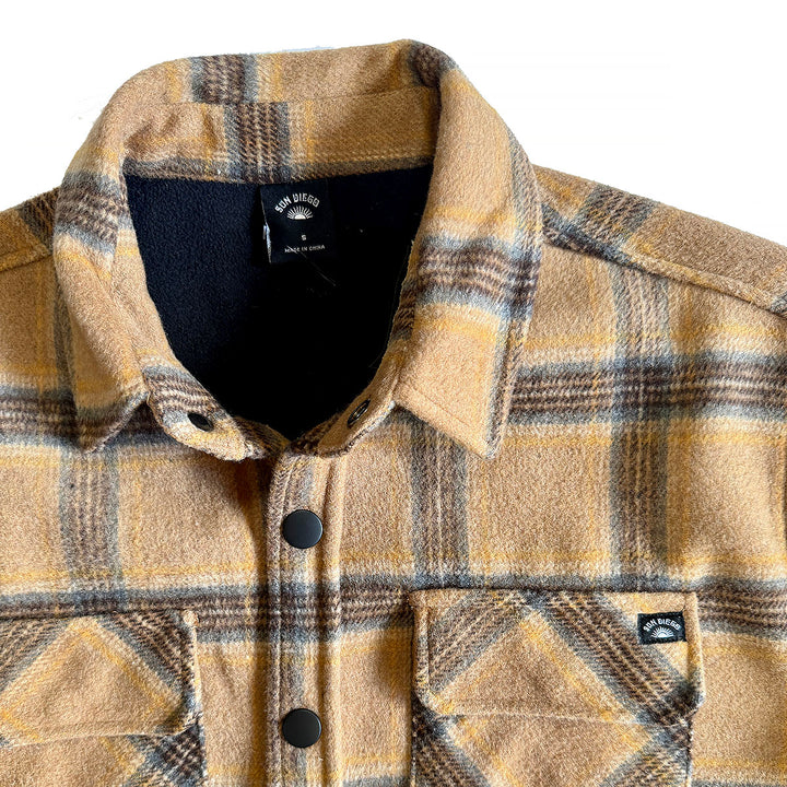 SunDiego Forte Polar Fleece Flannel Overshirt - Brown Detail 2