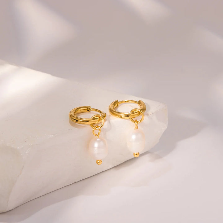 Mauka Pearl Hoop Earrings - Pearl - Sun Diego Boardshop