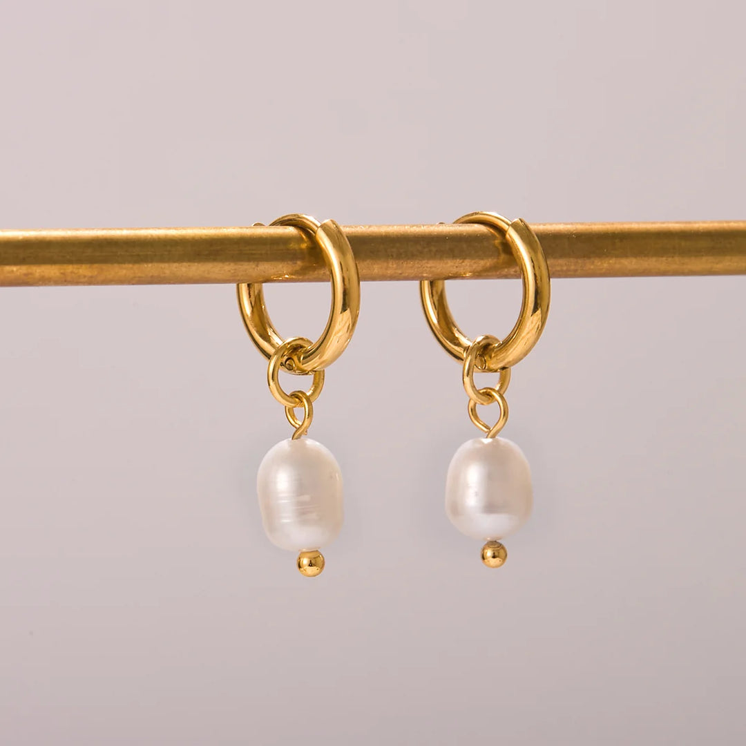 Mauka Pearl Hoop Earrings - Pearl - Sun Diego Boardshop