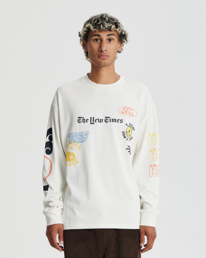 Critical Slide Mixed Up Longsleeve Tee - VINTAGE WHITE - Sun Diego Boardshop