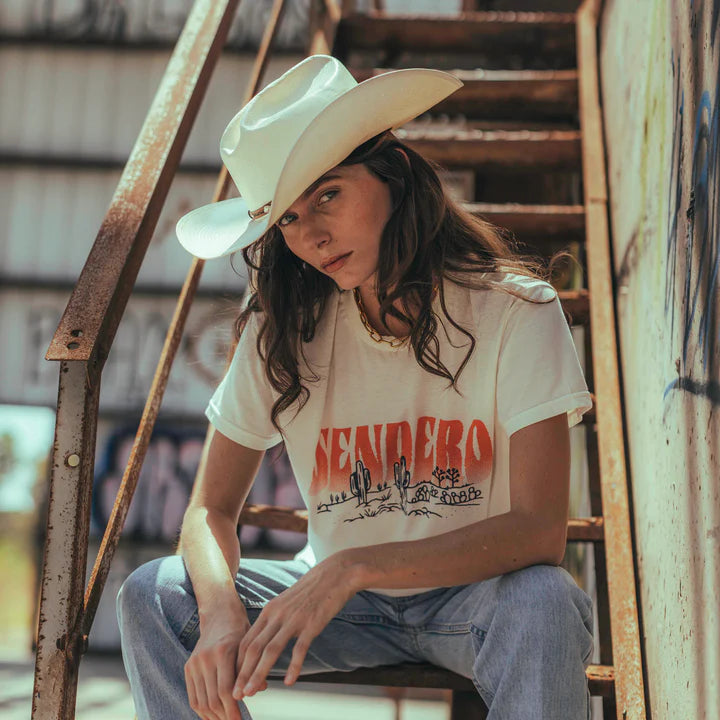 Sendero DESERT DREAMS WOMEN'S CROP TEE - VINTAGE WHITE - Sun Diego Boardshop