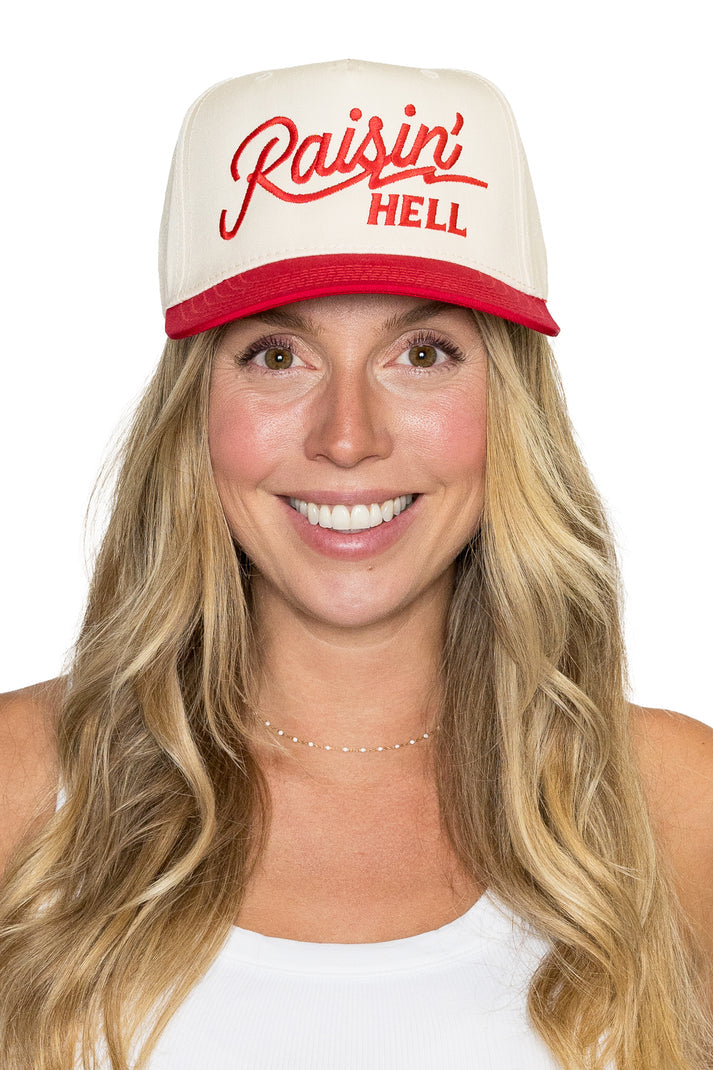 Friday Feeling Raisin Hell Snapback Trucker Hat - Neutral Red Canvas
