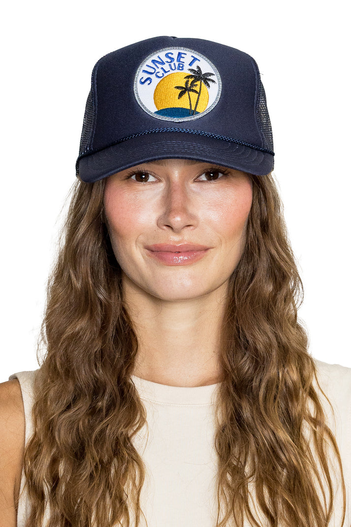 Friday Feeling Sunset Club Trucker Hat - Navy