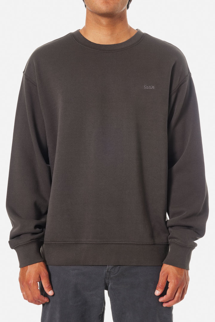 KATIN EMBROIDERED CREWNECK - BLACK WASH - Sun Diego Boardshop