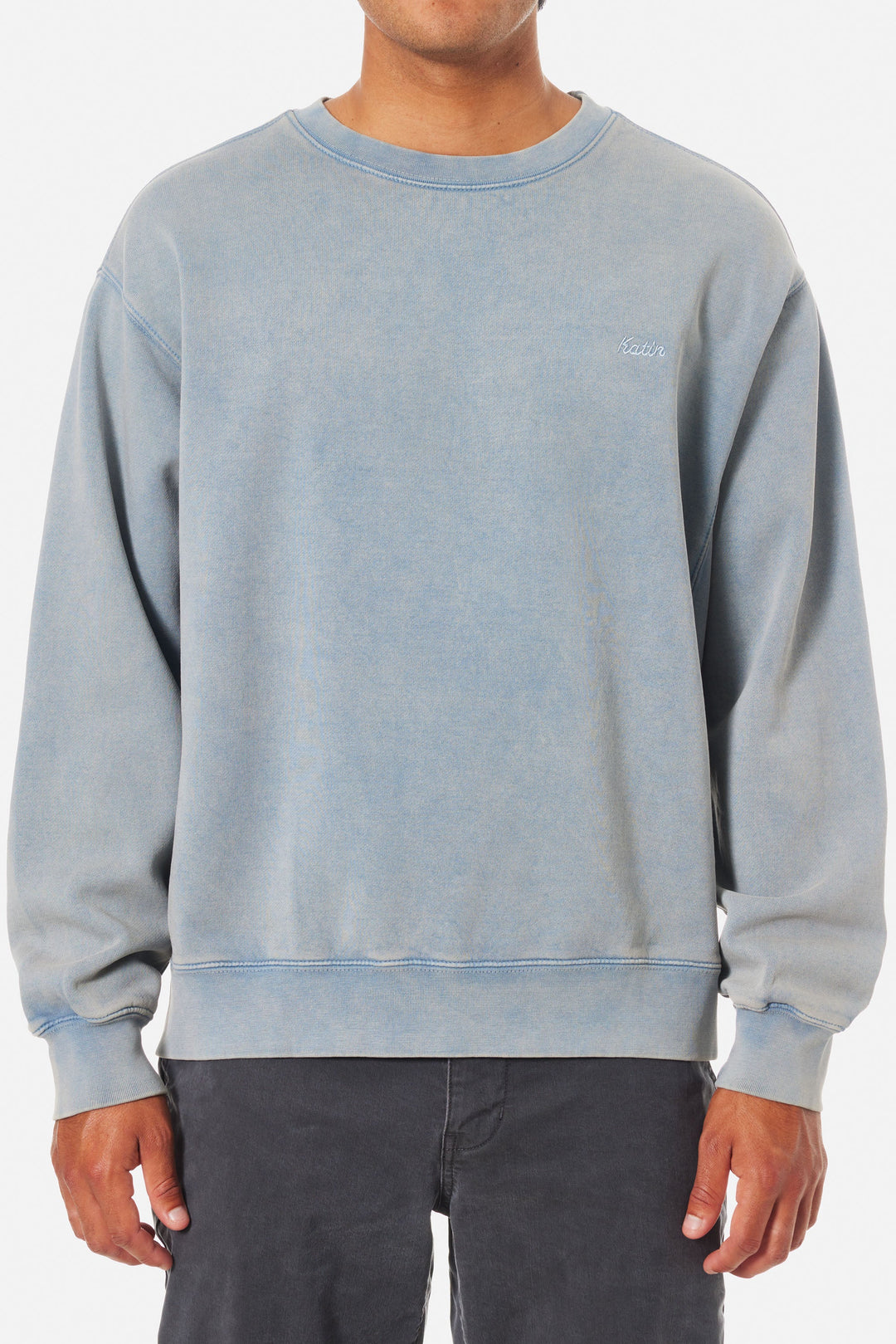 KATIN EMBROIDERED CREWNECK - WASHED BLUE SAND WASH - Sun Diego Boardshop