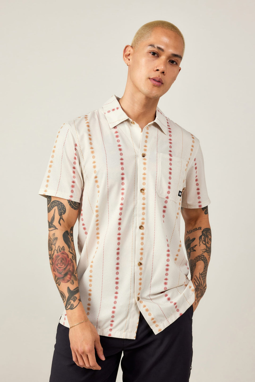 686 
Nomad Perforated Button Down Shirt - Southwest Limestone - Sun Diego Boardshop