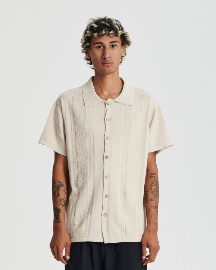 Critical Slide Trader Knit Shirt - ECRU - Sun Diego Boardshop