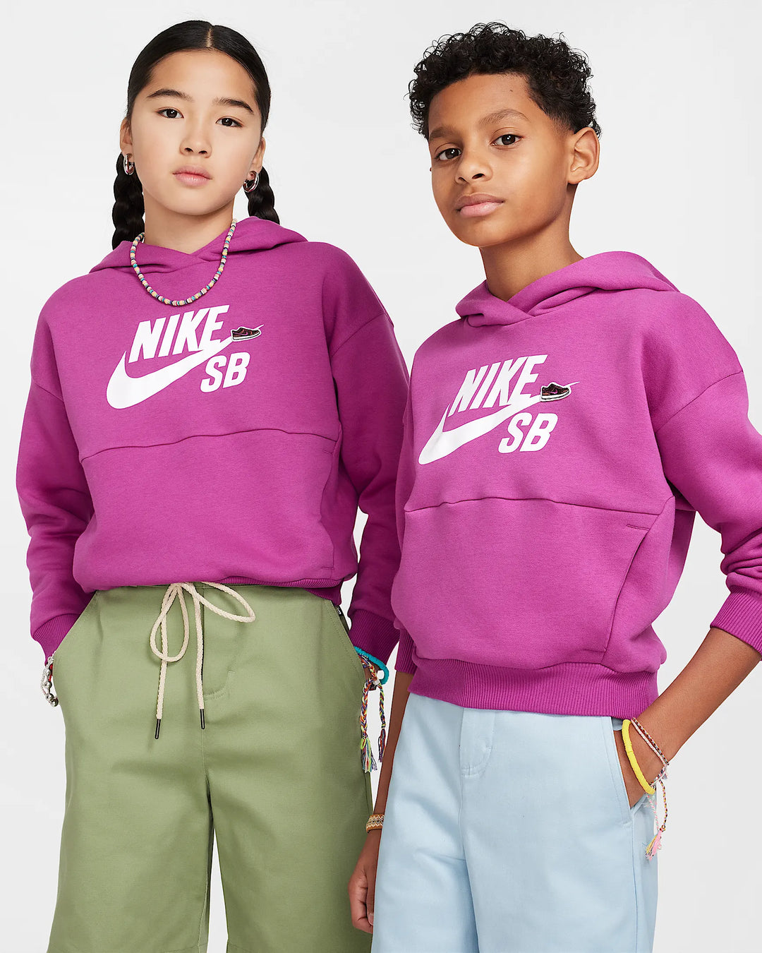 Nike Kid's Icon Fleece EasyOn Hoodie - HOT FUCHSIA/WHITE - Sun Diego Boardshop