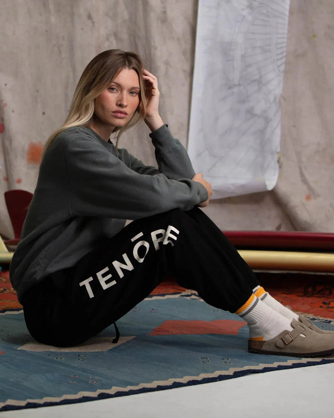 Tenore Logo Fleece Sweatpant - BLACK - Sun Diego Boardshop