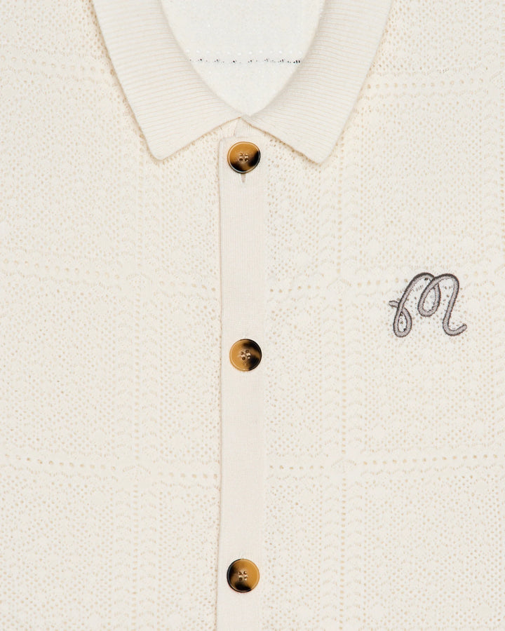 Malbon Men's Resort Crochet Cardigan - Whisper White - Sun Diego Boardshop